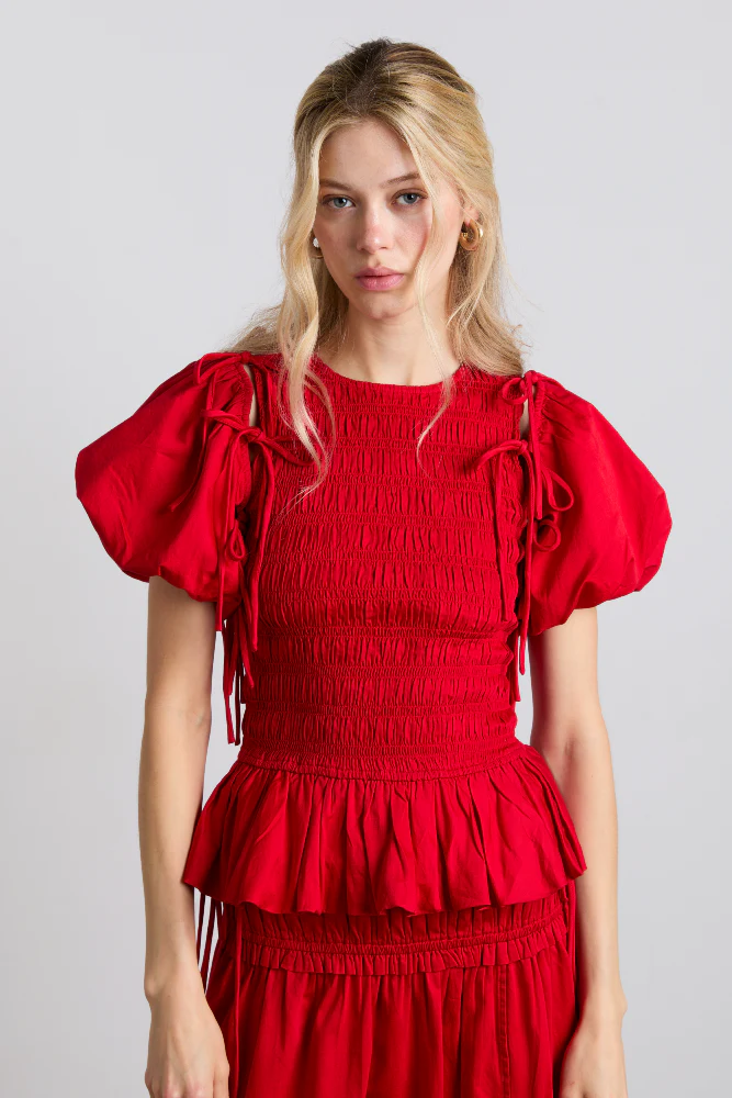becca multi-way blouse - cherry