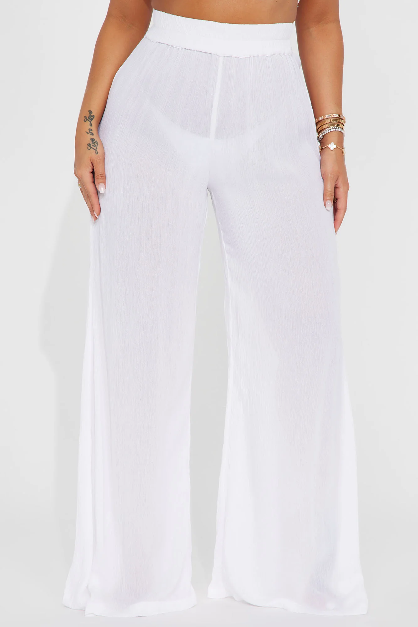Breezy Nights Linen Swim Cover Up Pants - White