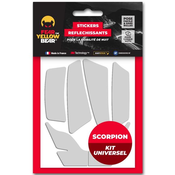Fear The Yellow Bear Reflective Stickers REPLICA SCORPION EXO UNIVERSAL KIT - WhiteRef: FYB0003