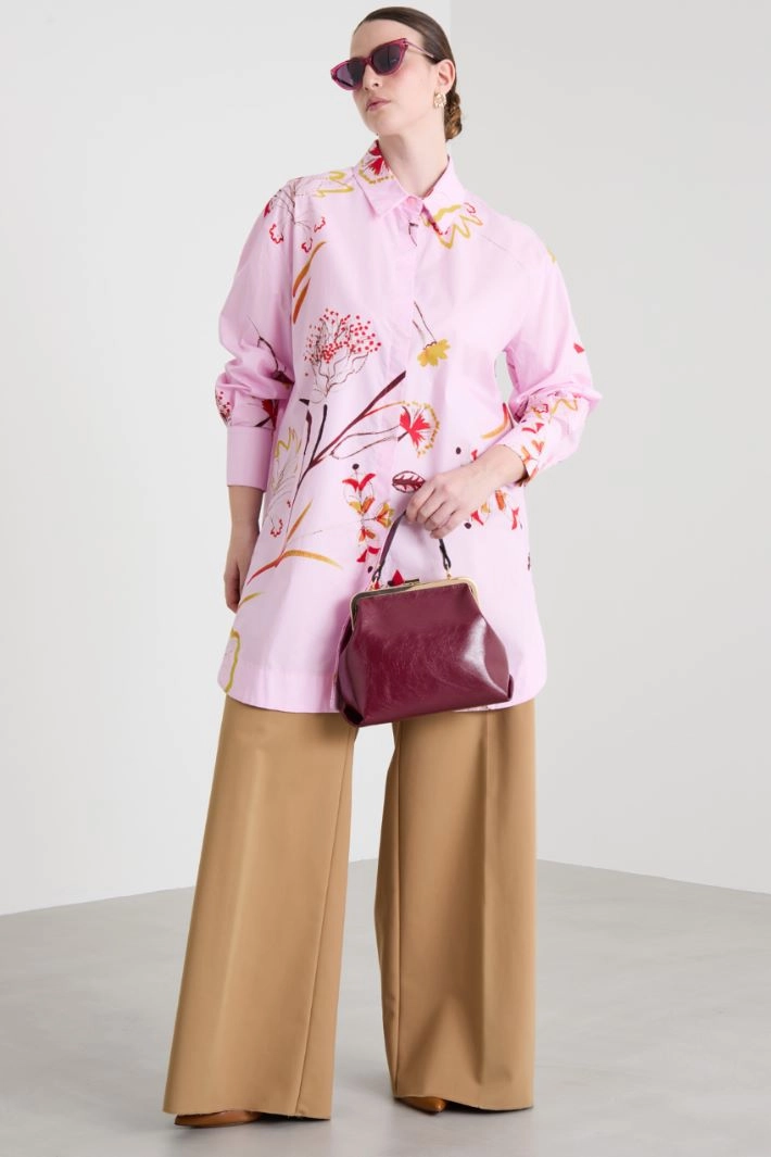 Long poplin shirt - PINK