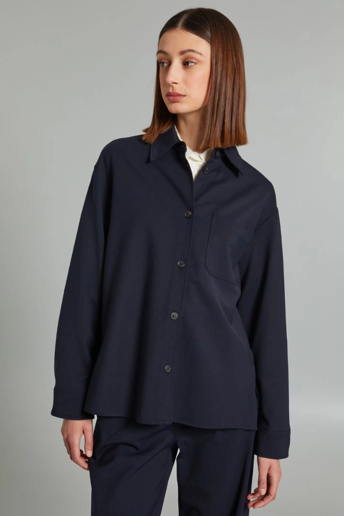 Wool blend gabardine jacket - BLUE