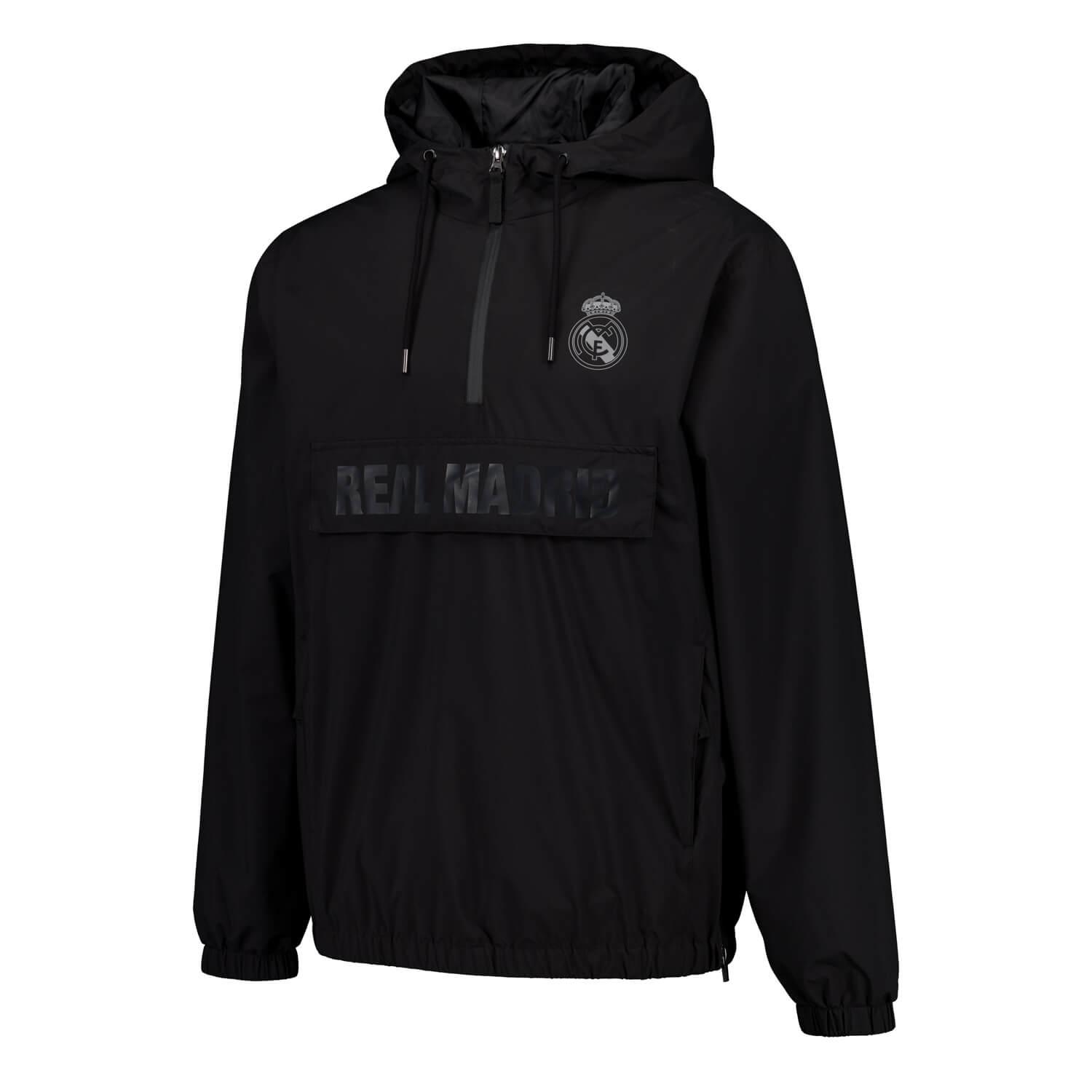 Mens Outerwear Hooded Lightweight Anorak Black Real Madrid