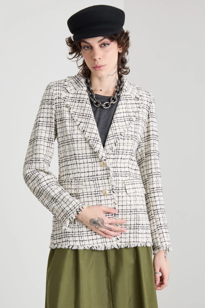 Cotton tweed blazer - IVORY