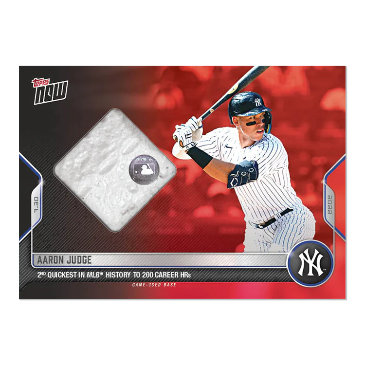 Game-used Base Relic # to 10 - Aaron Judge - 2022 MLB TOPPS NOW® Card 616D