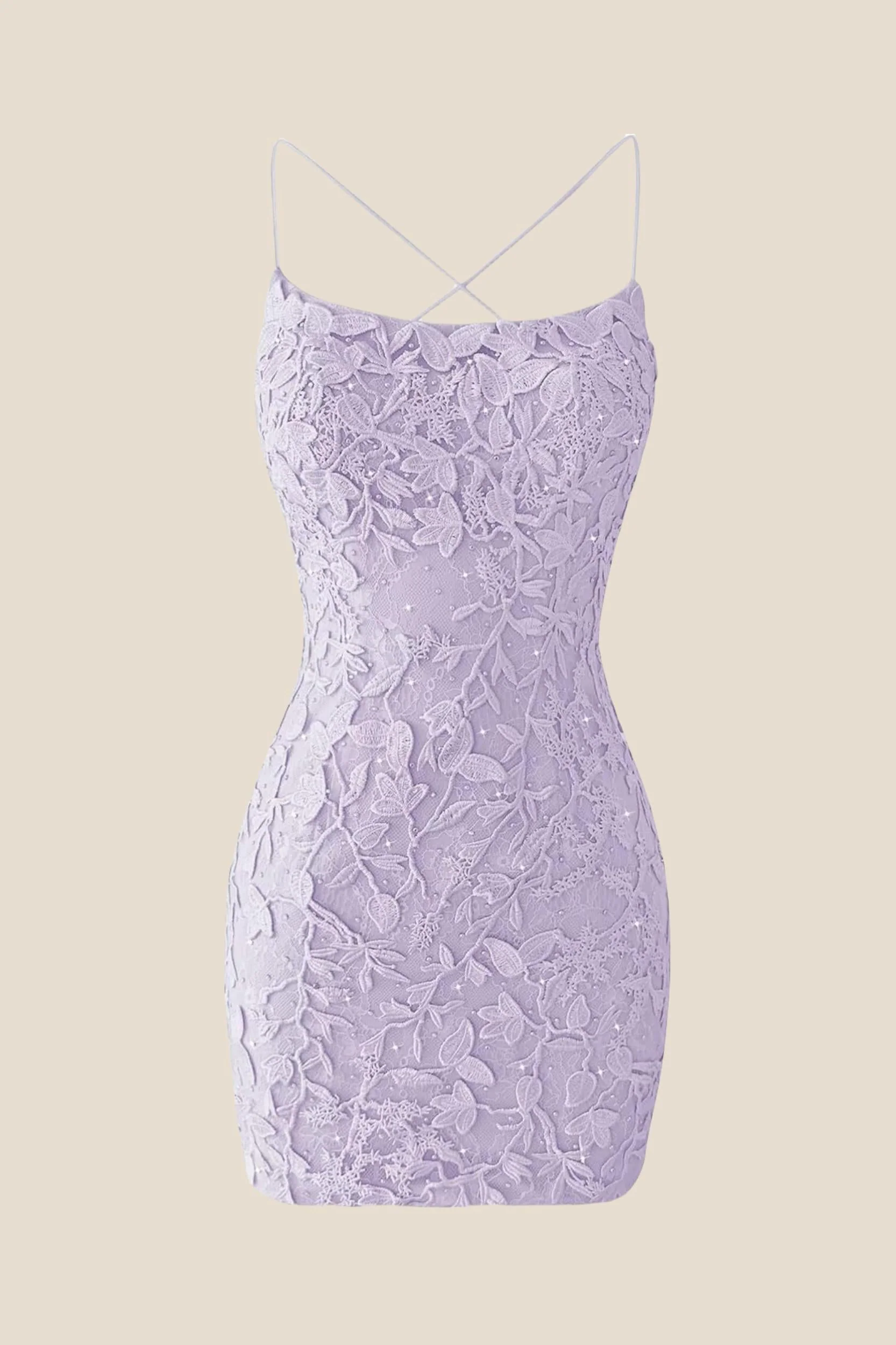 Light Blue Lace Straps Tight Mini Dress