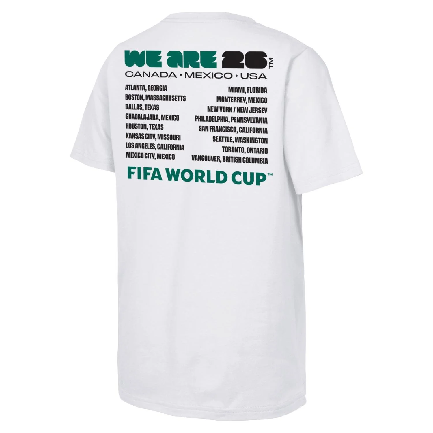 2026 Soccer Fan Collection 'We Are' Emblem and Cities T-Shirt - Unisex