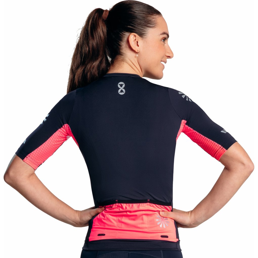 Black Sheep Cycling Essentials TEAM Short Sleeve Jersey Women - Midnight Navy Reflect