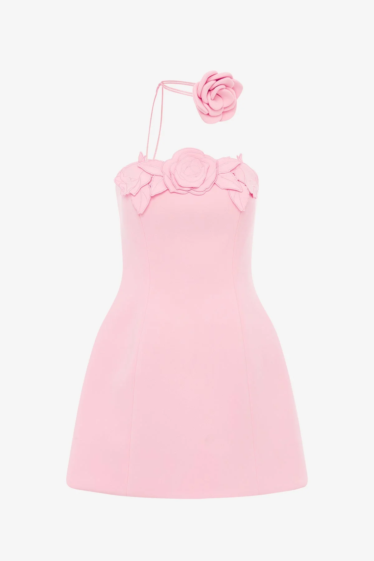 Roselle Appliqué Bustier Mini Dress - Blush Pink