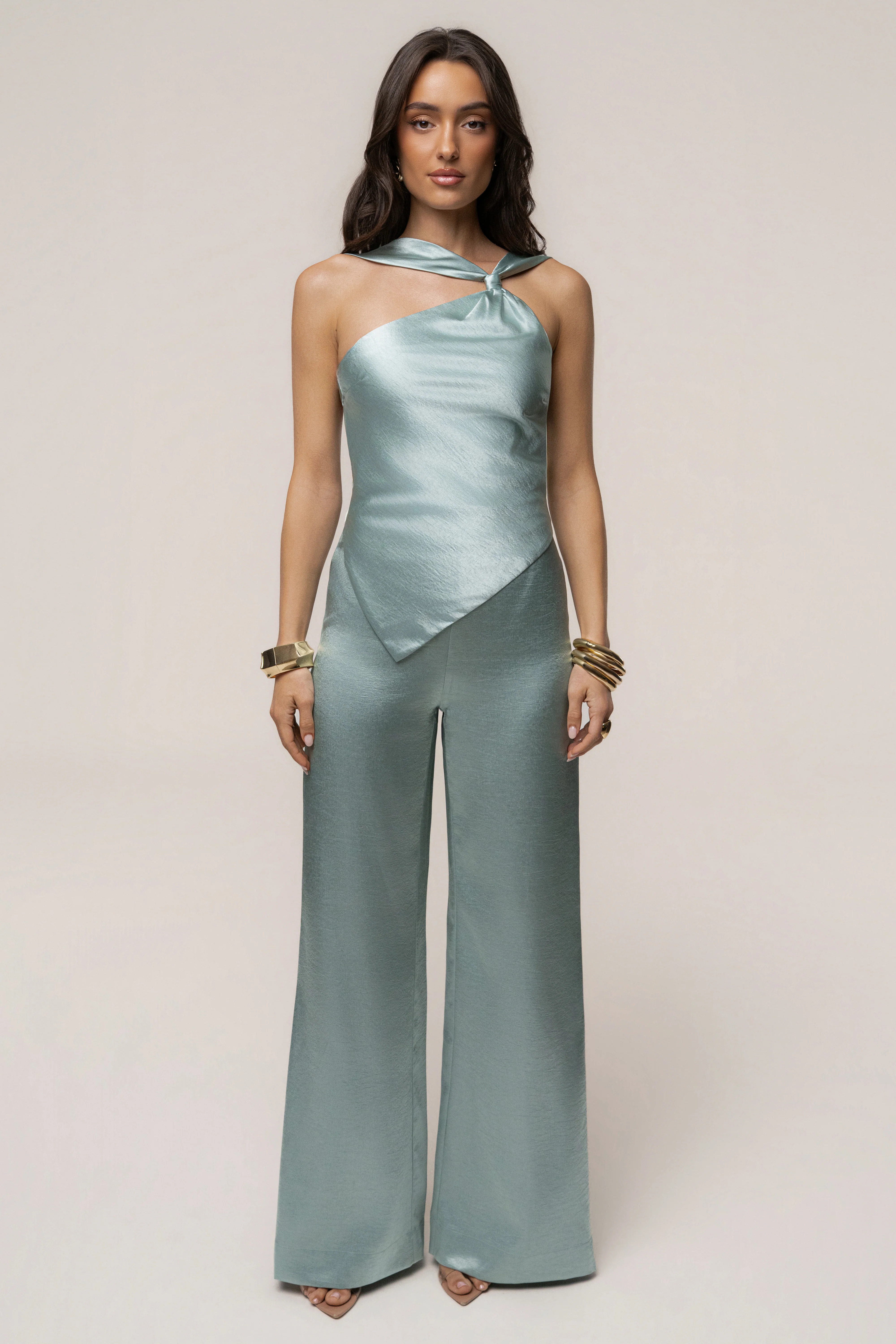 Teal Premiere One Shoulder Jumpsuit