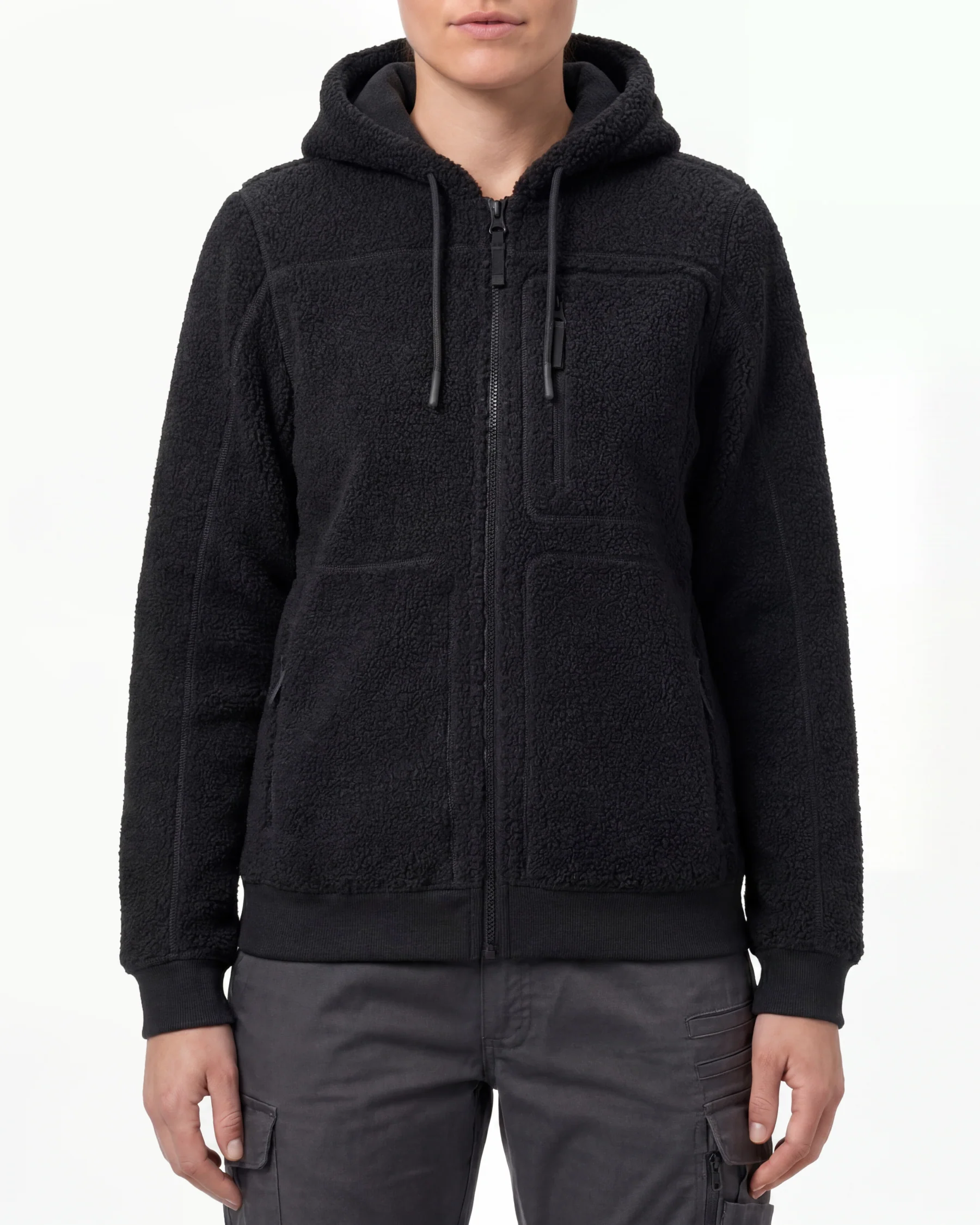 Women's Hooded Sherpa Fleece Jacket e.s.e:pic