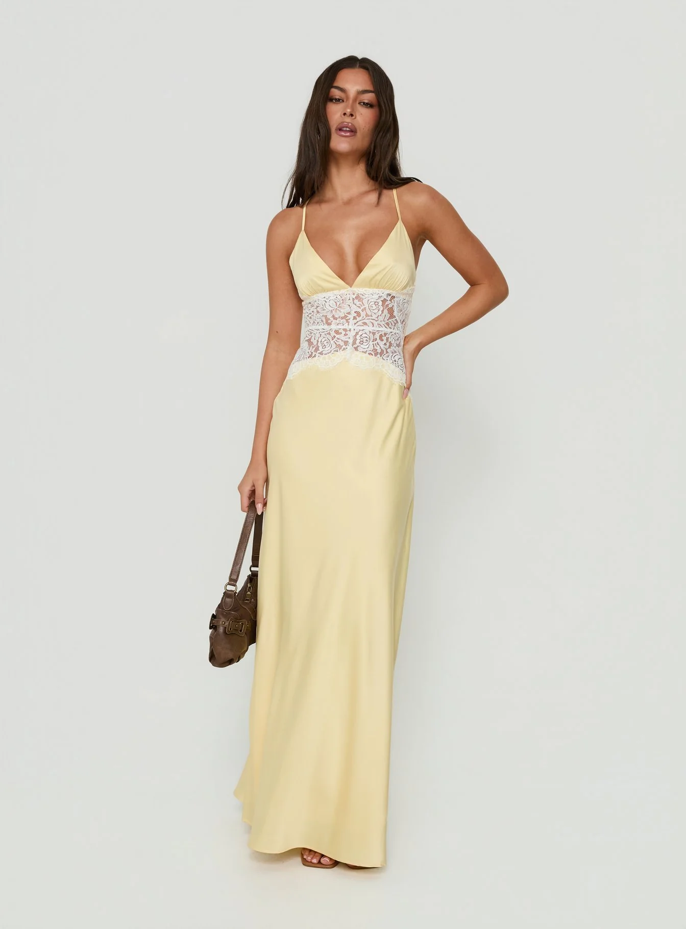 Klairee Halter Lace Maxi Dress Butter