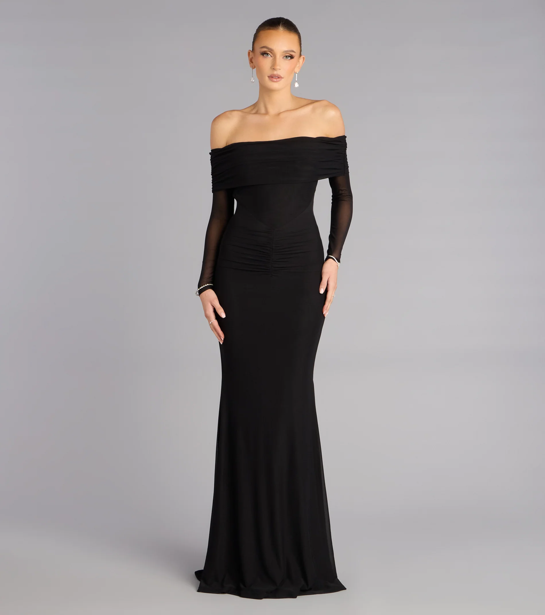 Cara Mesh Off-Shoulder Mermaid Formal Dress