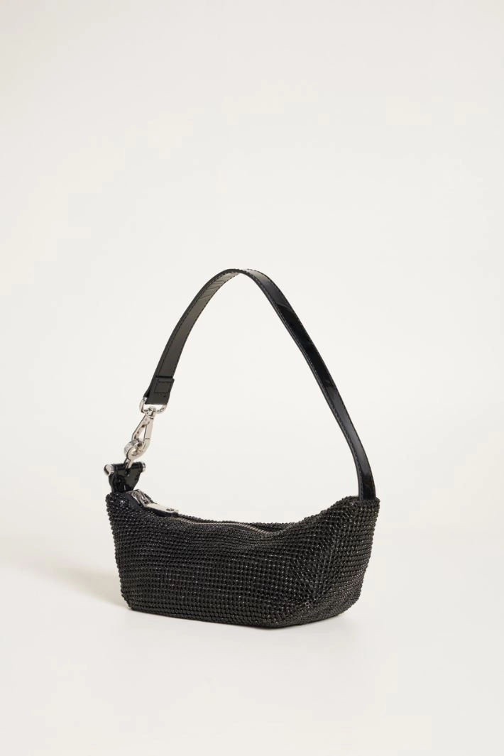 Rhinestone mesh bag - BLACK