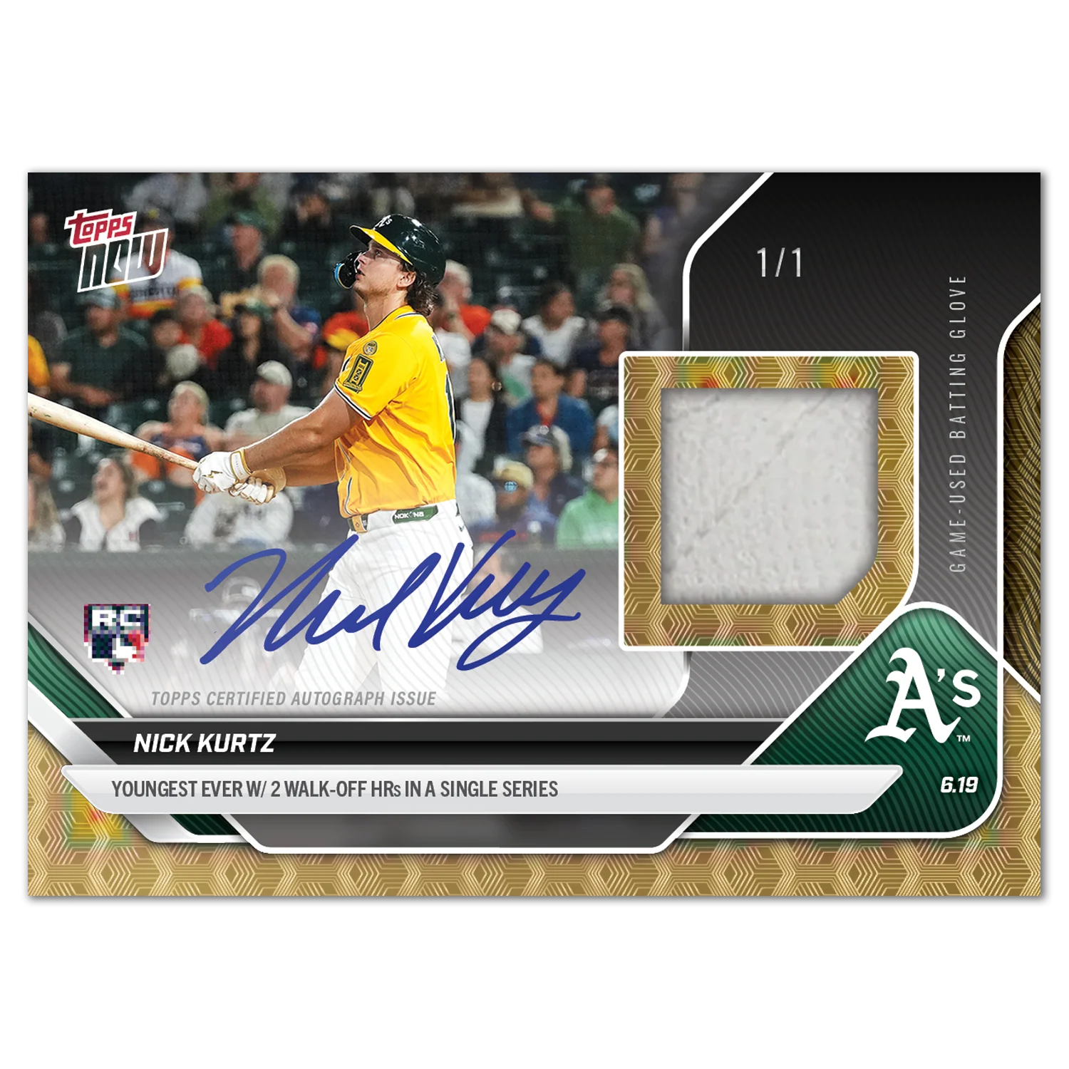 Nick Kurtz - 2025 MLB Topps NOW® - Card 322 - LOOK FOR AUTO-RELICS