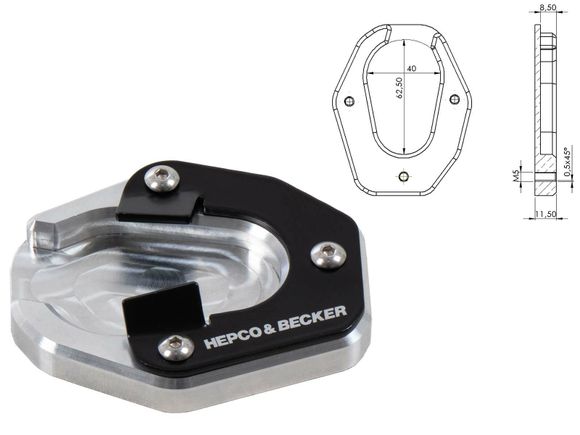 Hepco & Becker side stand extension - black/silverRef: HBE02612A / 42117610 00 91