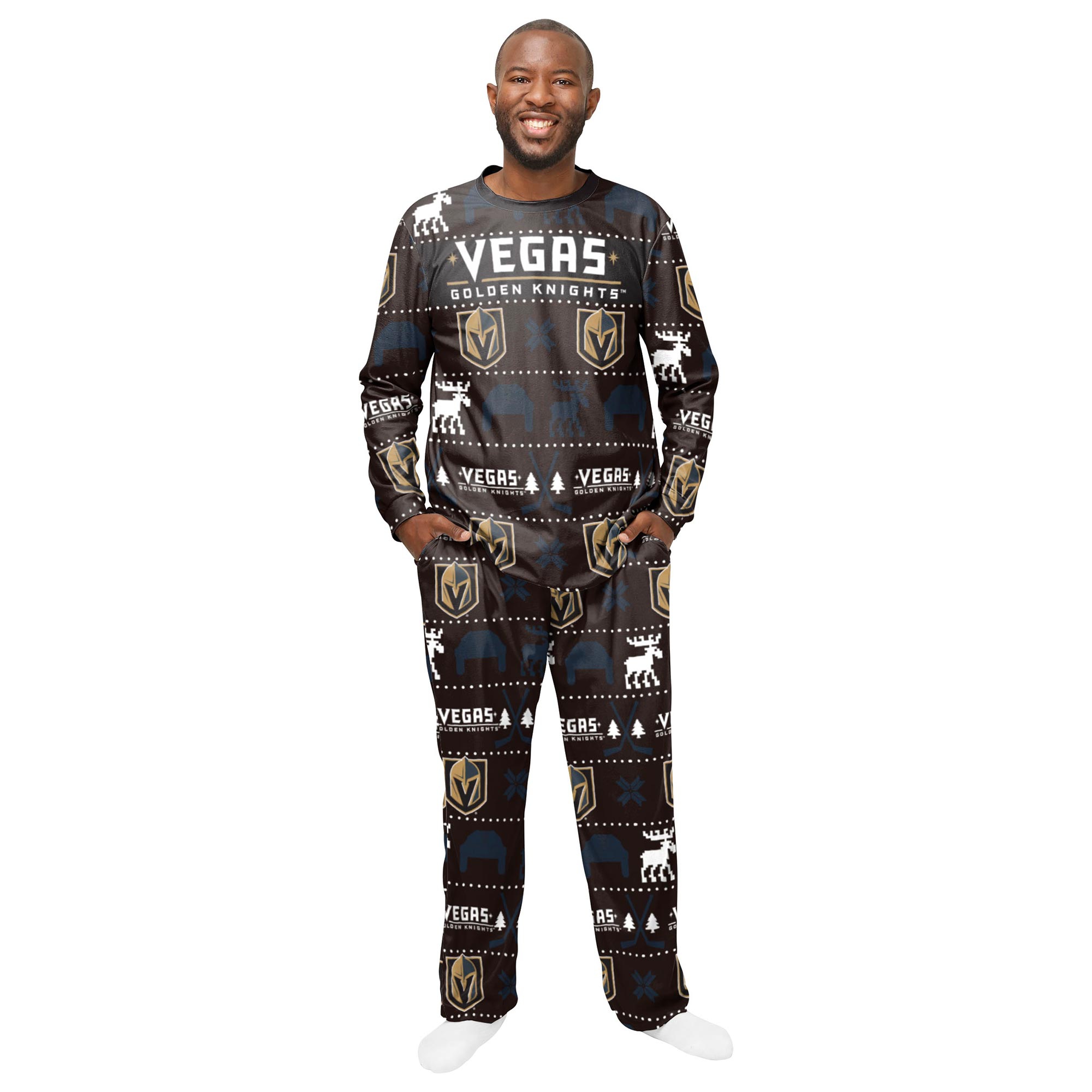 Vegas Golden Knights NHL Holiday Pajamas Set (2-Piece)