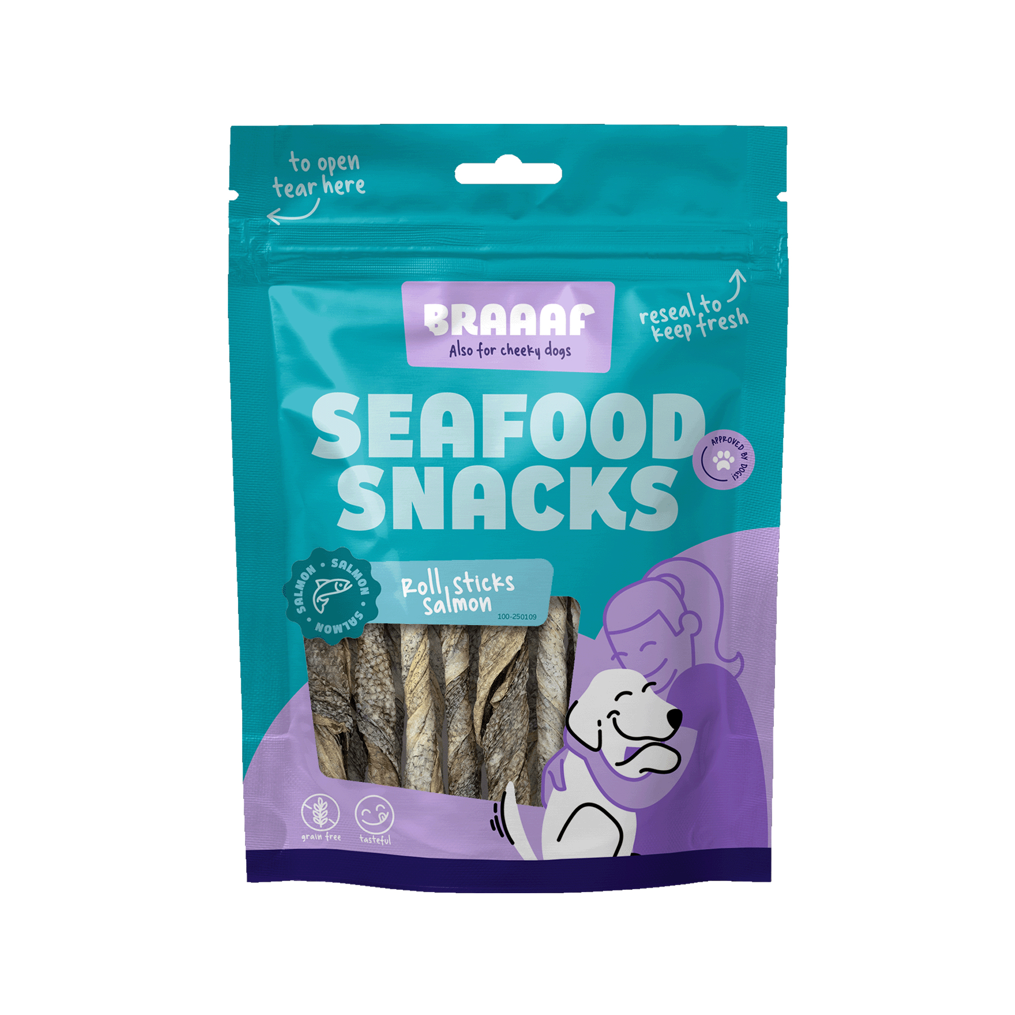 Braaaf Salmon Roll Twister Fish Snack - 12 cm - 70g