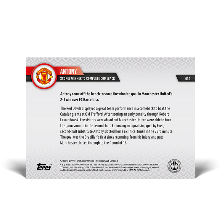 Topps UK - Scores winner to complete comeback - EL TOPPS NOW® Card #30