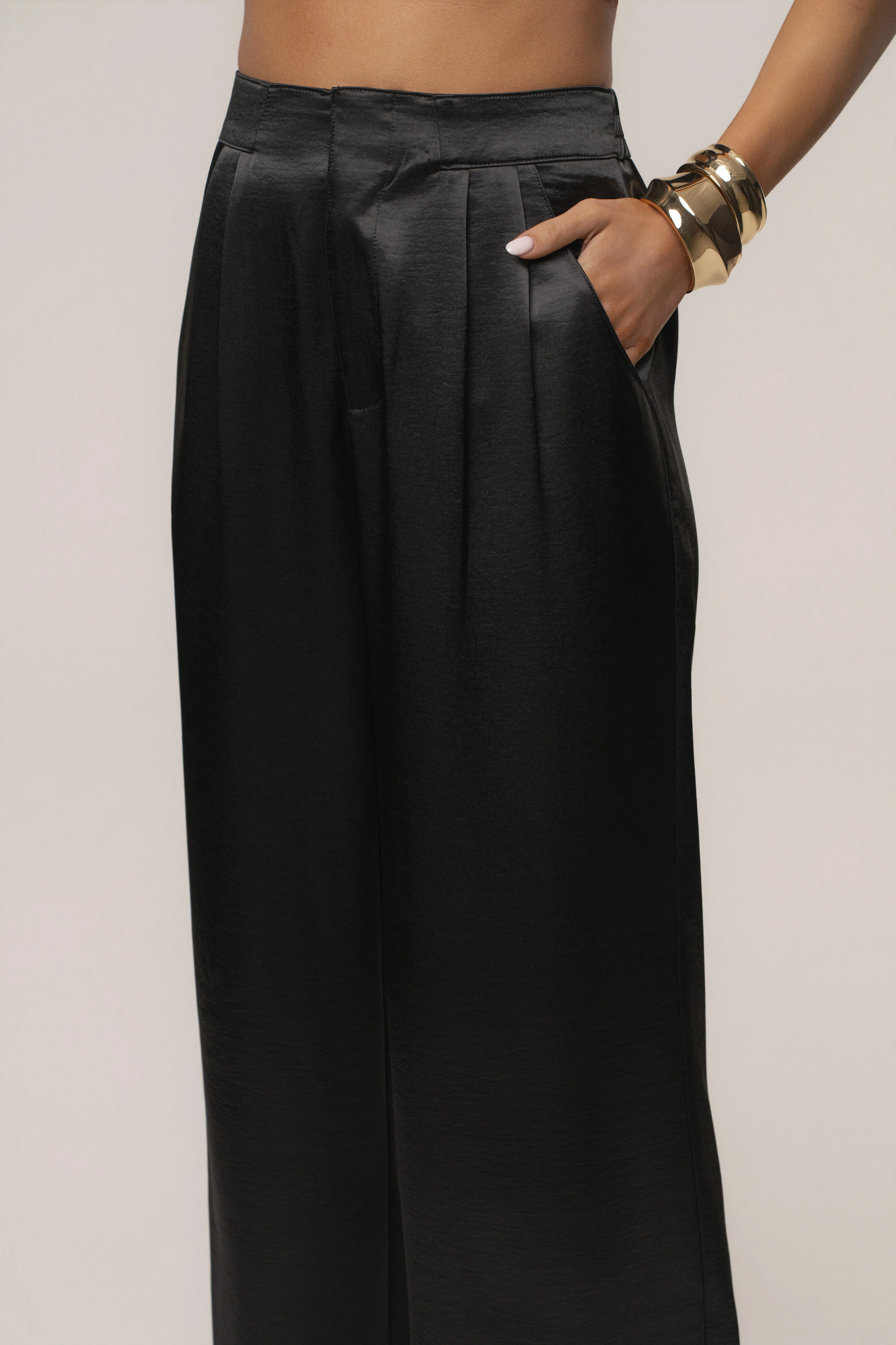 Black Thea Satin Pants