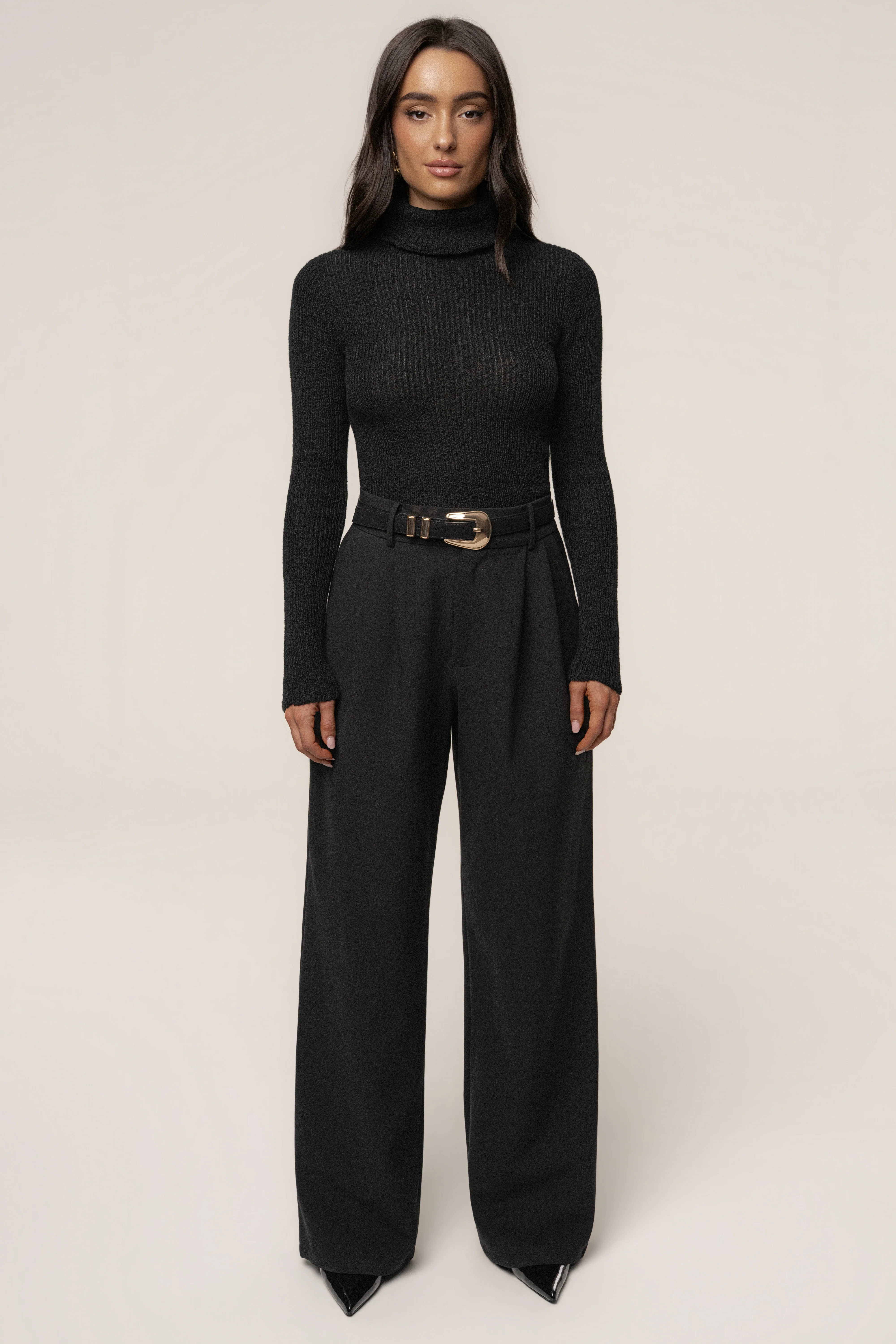 Black Carli Turtle Neck Top