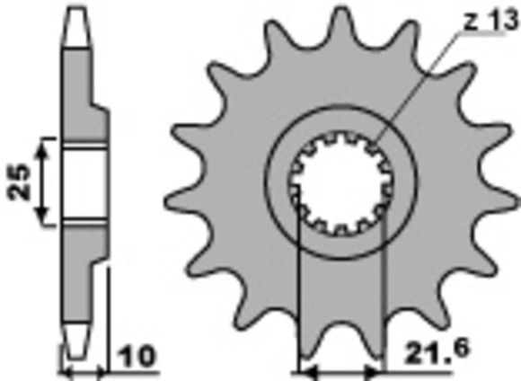 Standard steel PBR gearbox output pinion 521 - 630Ref: PBR01219A / 1077731001
