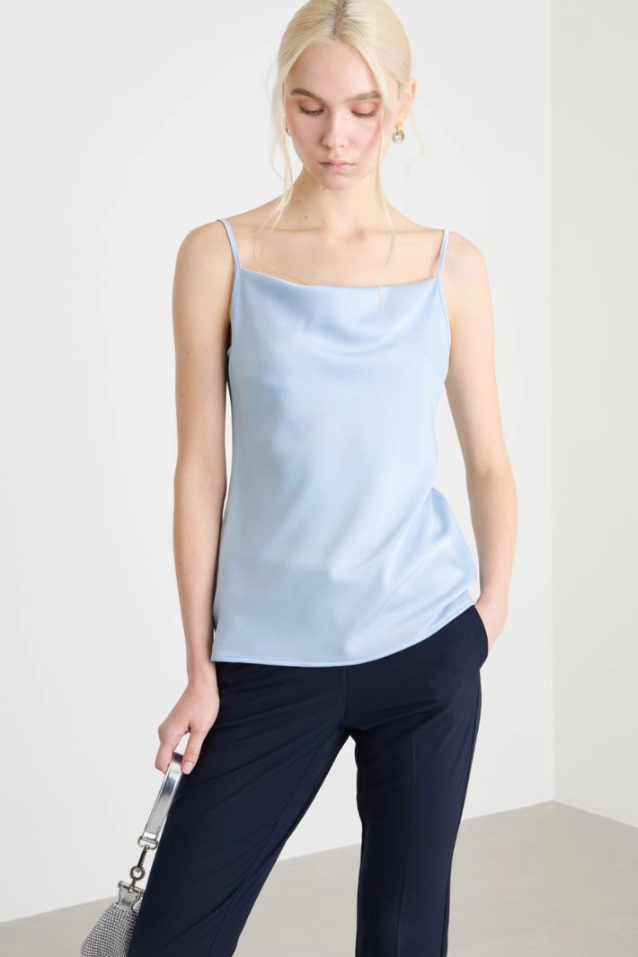 Fluid satin slip top - LIGHT BLUE