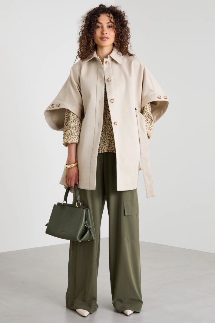 Cotton gabardine cape - SAND
