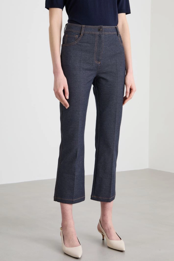 Denim effect jersey trousers - BLUE