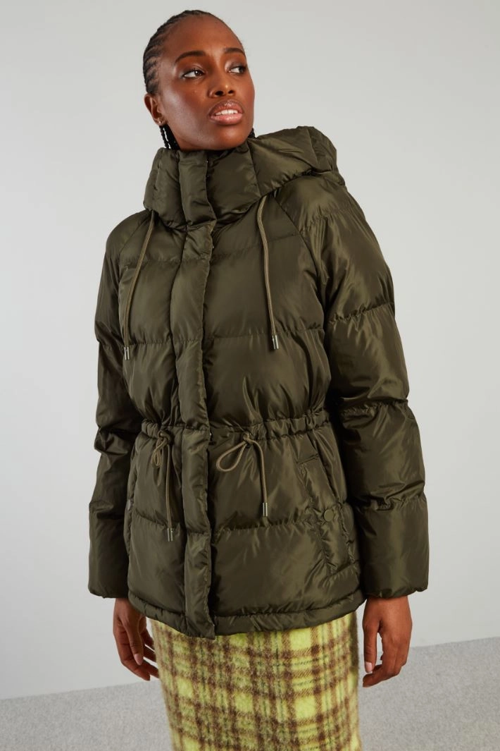 Taffeta down jacket with drawstring - GREEN