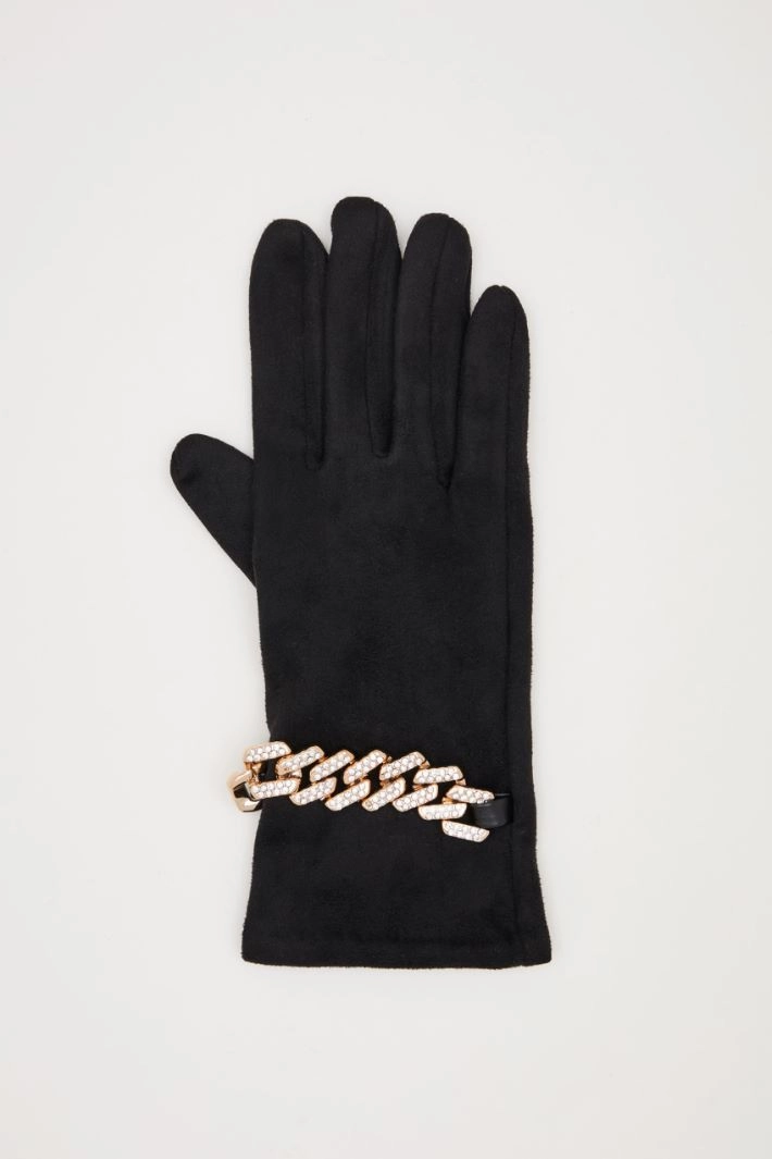 Velvet-effect gloves - BLACK