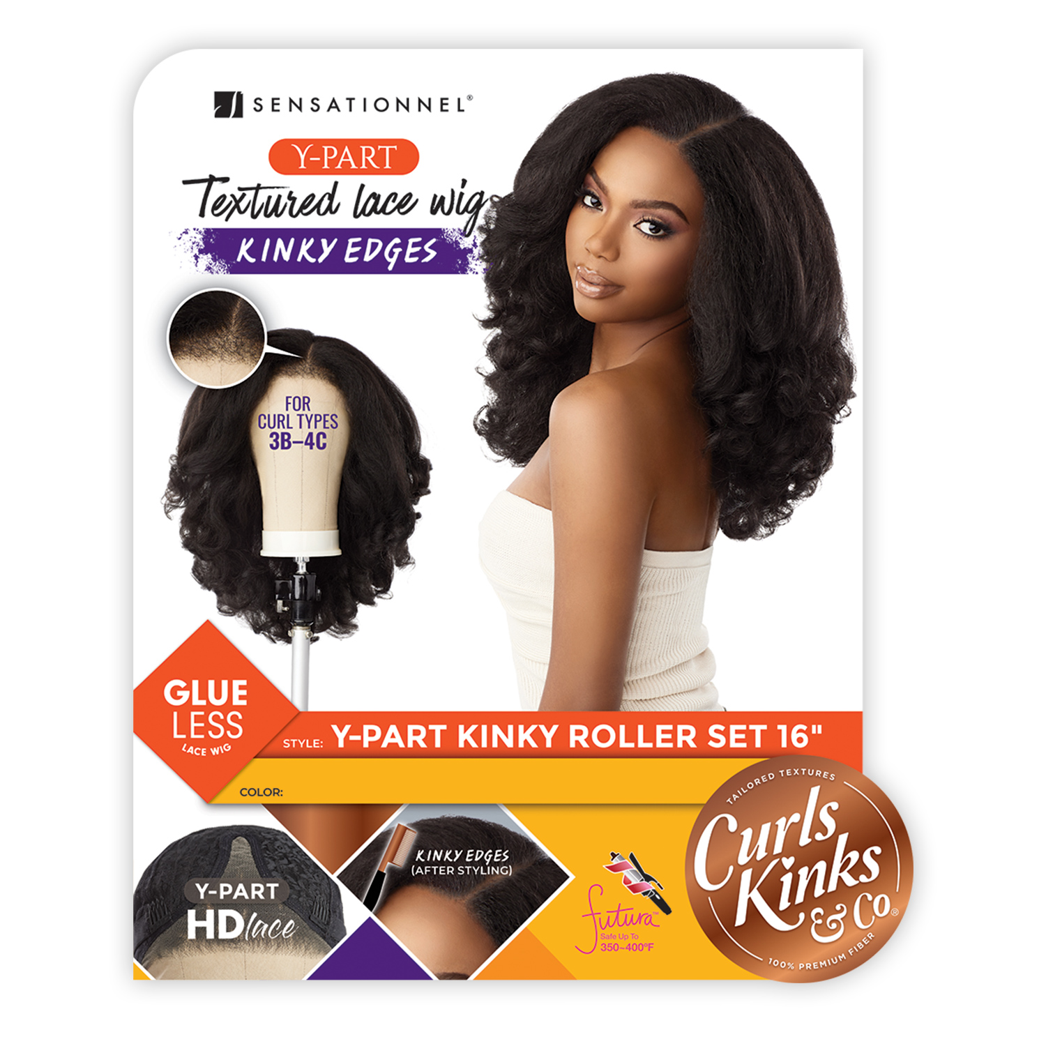 Sensationnel HD Lace Front Wig Curls Kinks N Co Glueless Kinky Edges Y-Part Kinky Roller Set 16