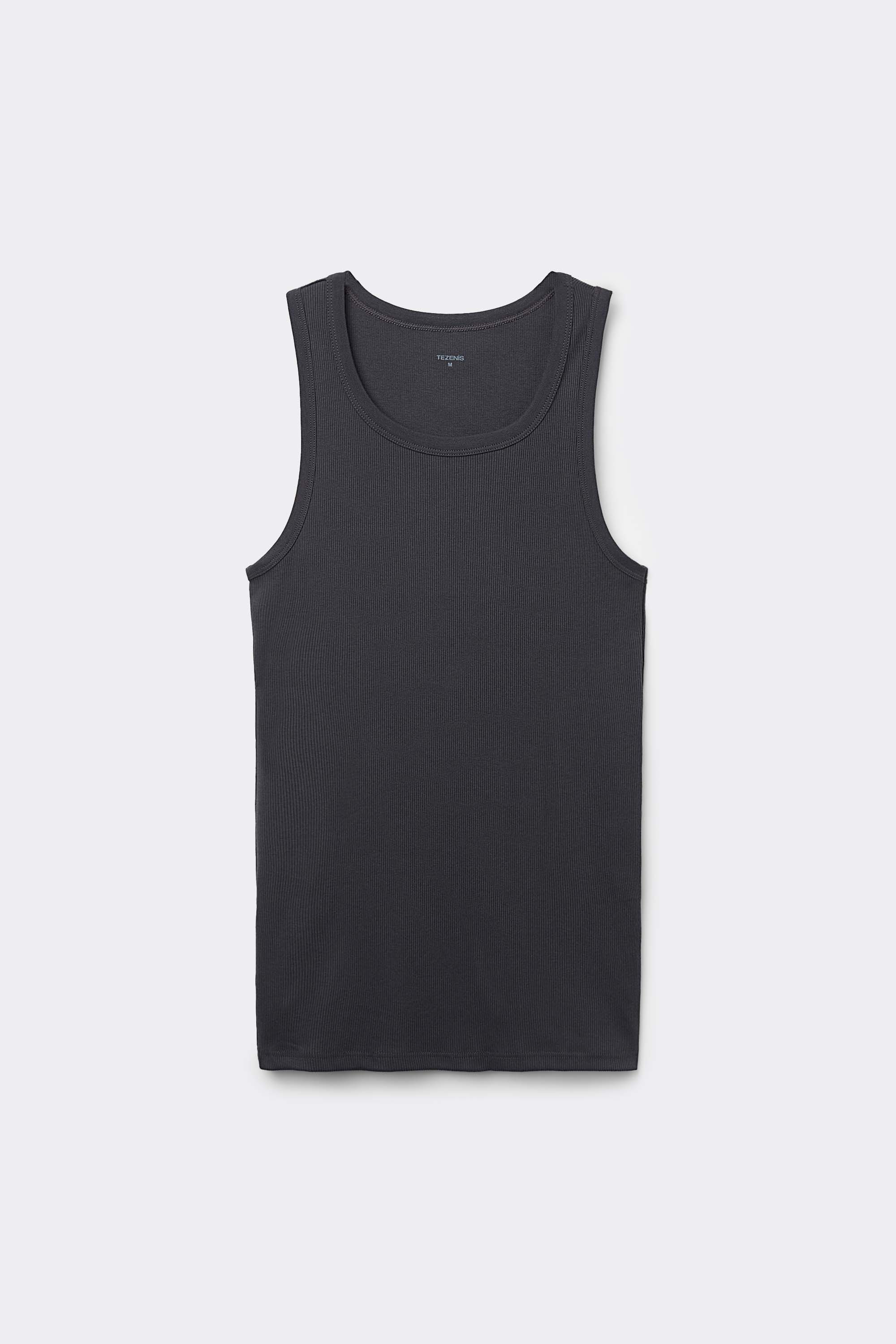 Men's Cotton Ribbed Tank Top with Wide Shoulder Straps
