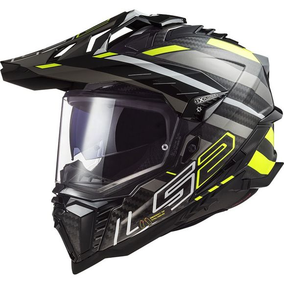 Casque intégral LS2 MX701 - EXPLORER CARBON - EDGE - Noir / JauneRef : LS0894