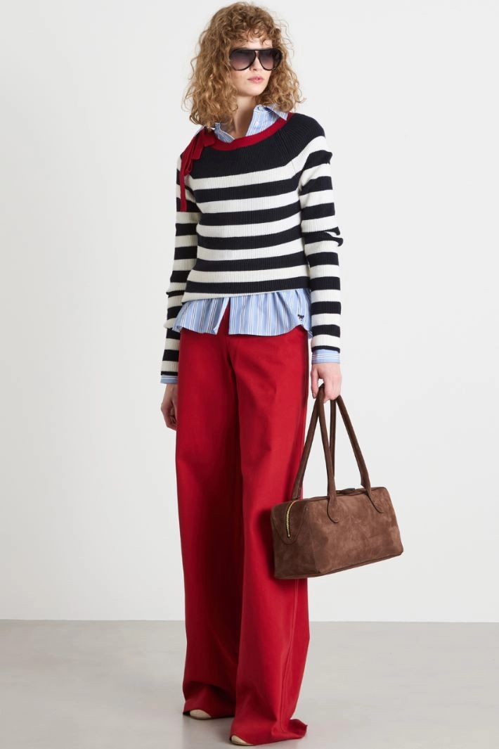 Bow-detail jumper - BLUE WHITE RED