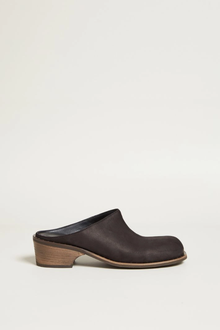 Sabot with wooden sole - BLACK