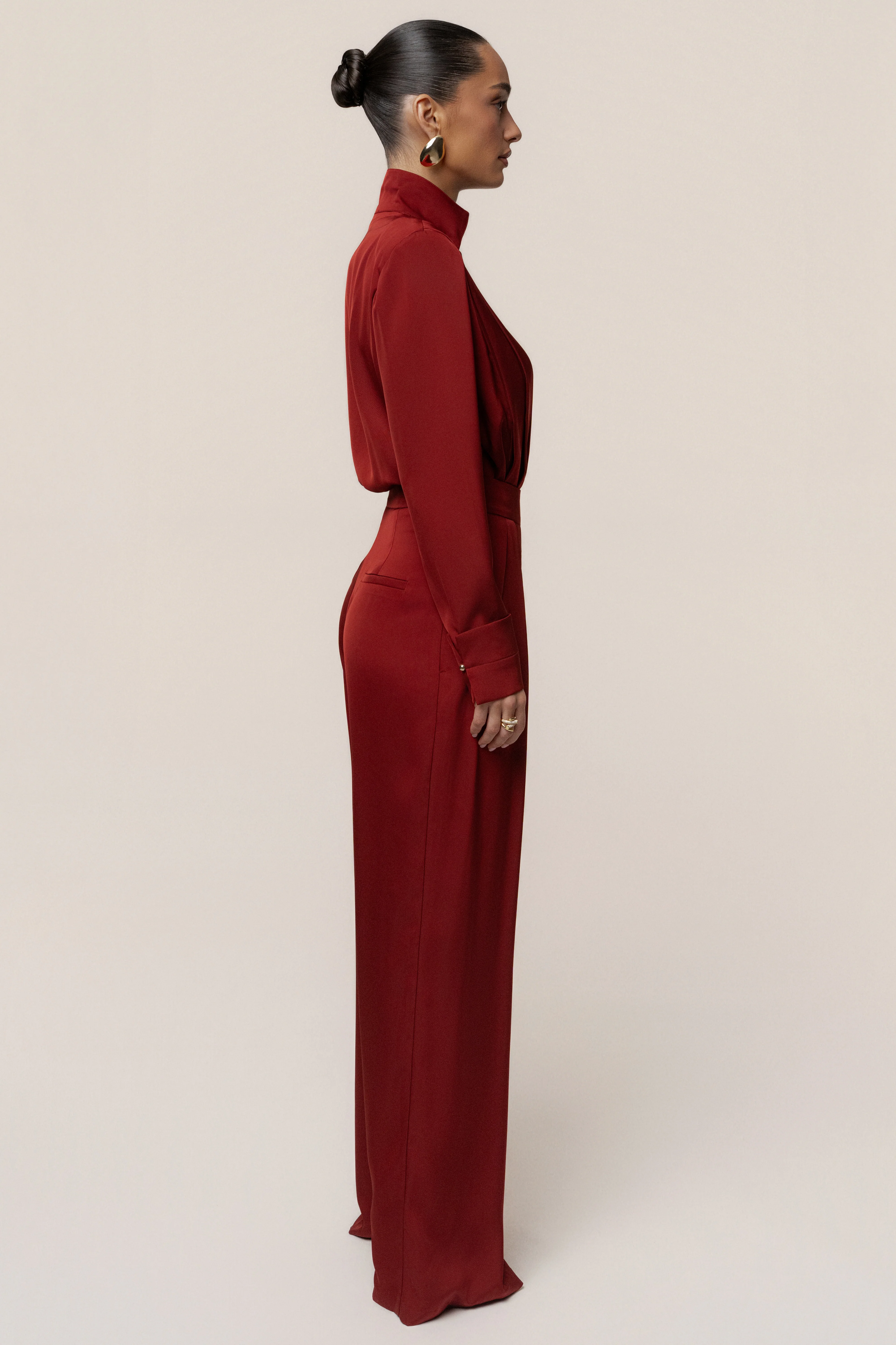 Burgundy Visionary Pleated Bodysuit