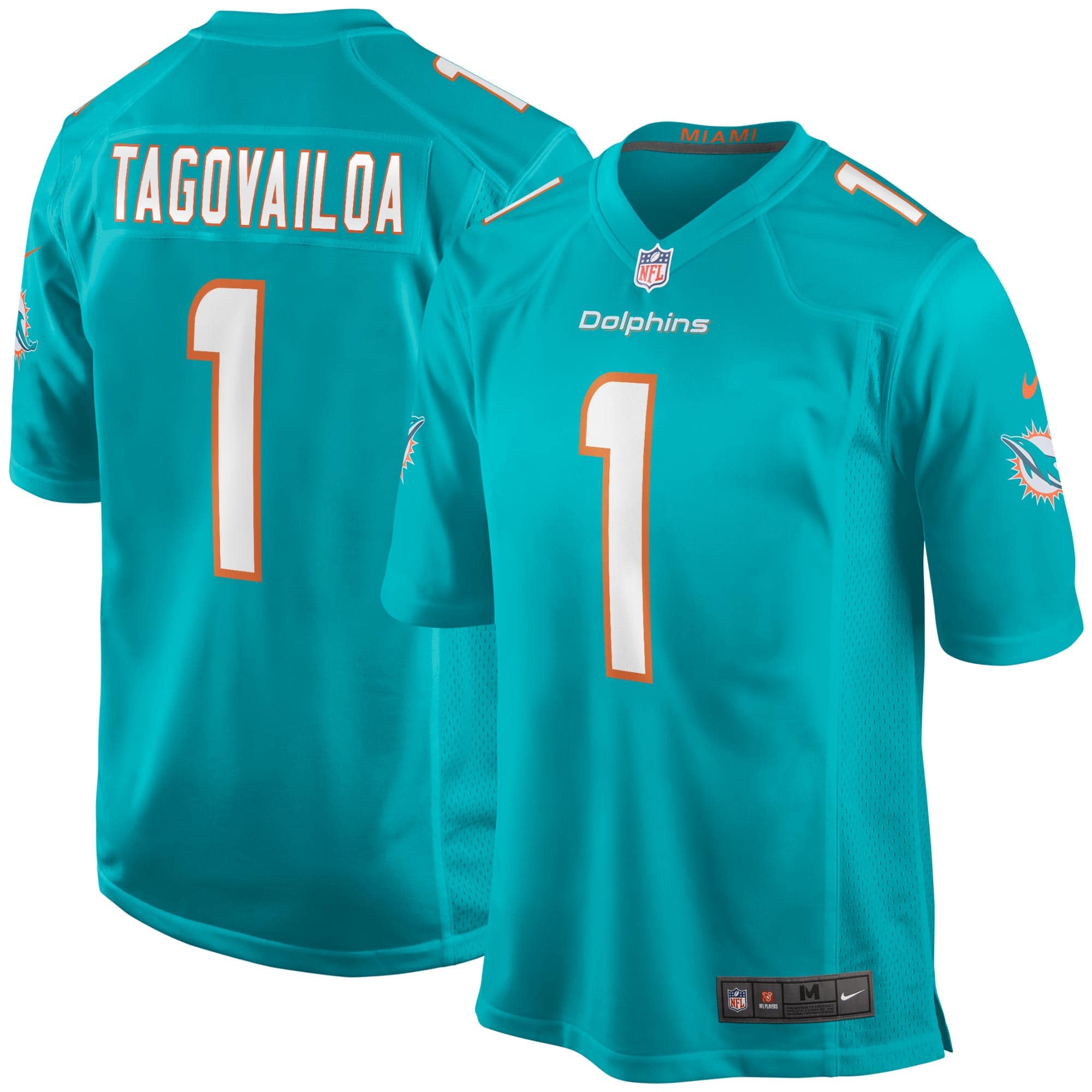 Tua Tagovailoa #1 Miami Dolphins Nike Game NFL Football Jersey Aqua