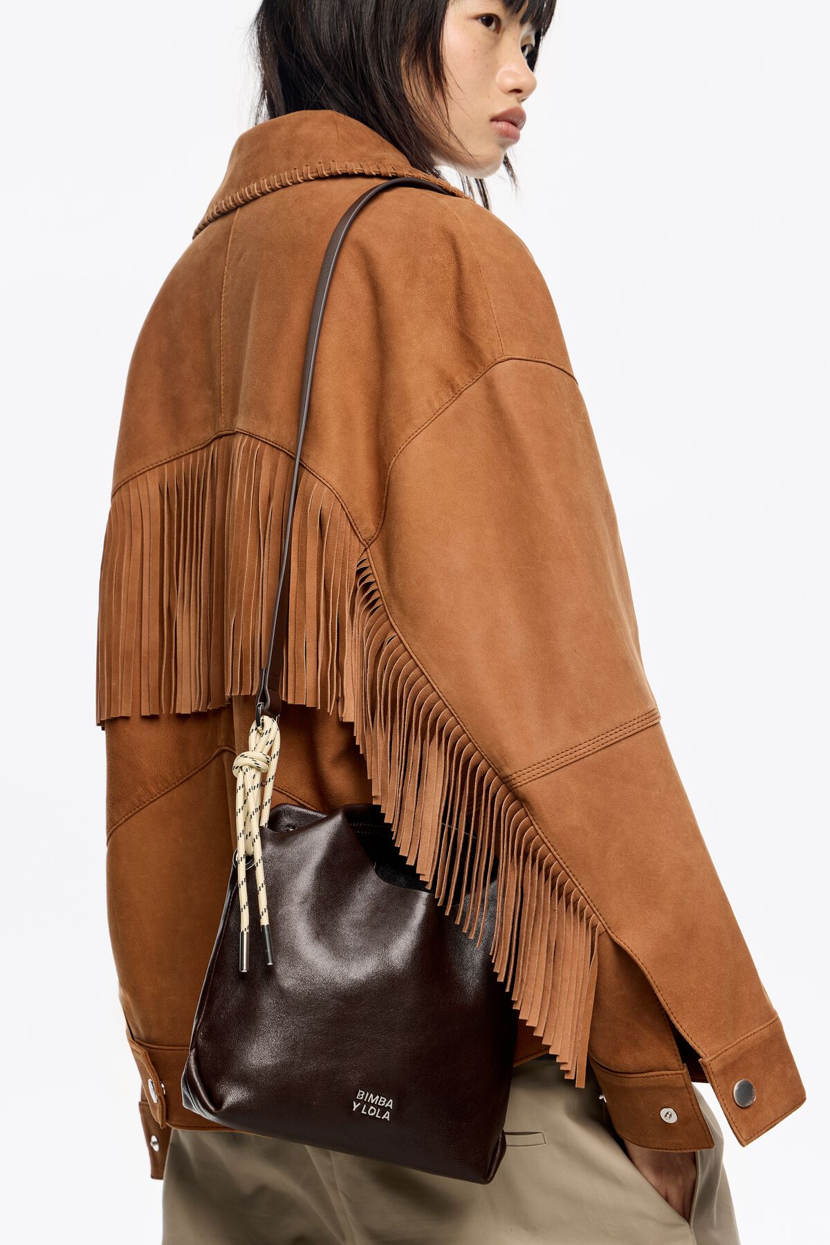 Coffee leather mini Paper bag