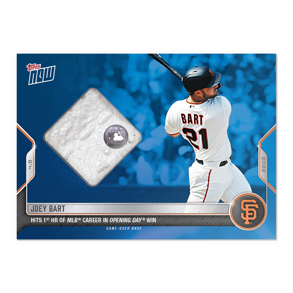Game-used Base Relic # to 49 - Joey Bart - 2022 MLB TOPPS NOW® Card 13B