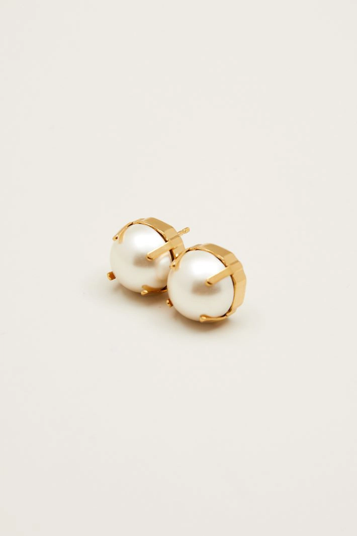 Pearl earrings - GOLD WHITE