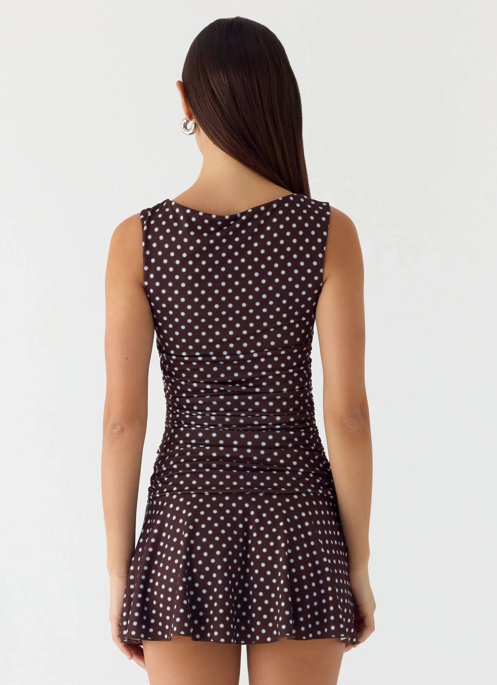 Kelda Mini Dress - Chocolate Blue Dot