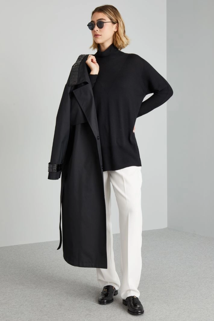 Straight trousers with elastic - WHITE