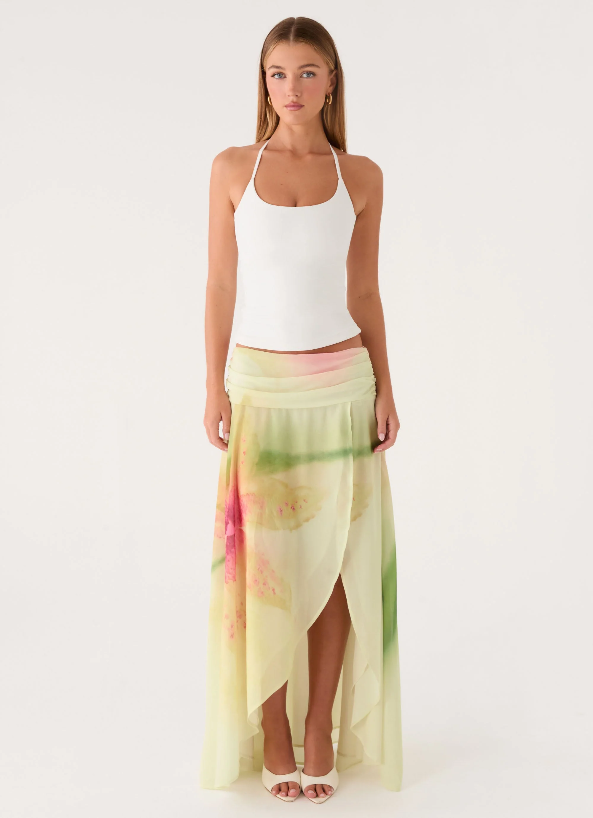 Sadona Asymmetric Maxi Skirt - Soft Lily