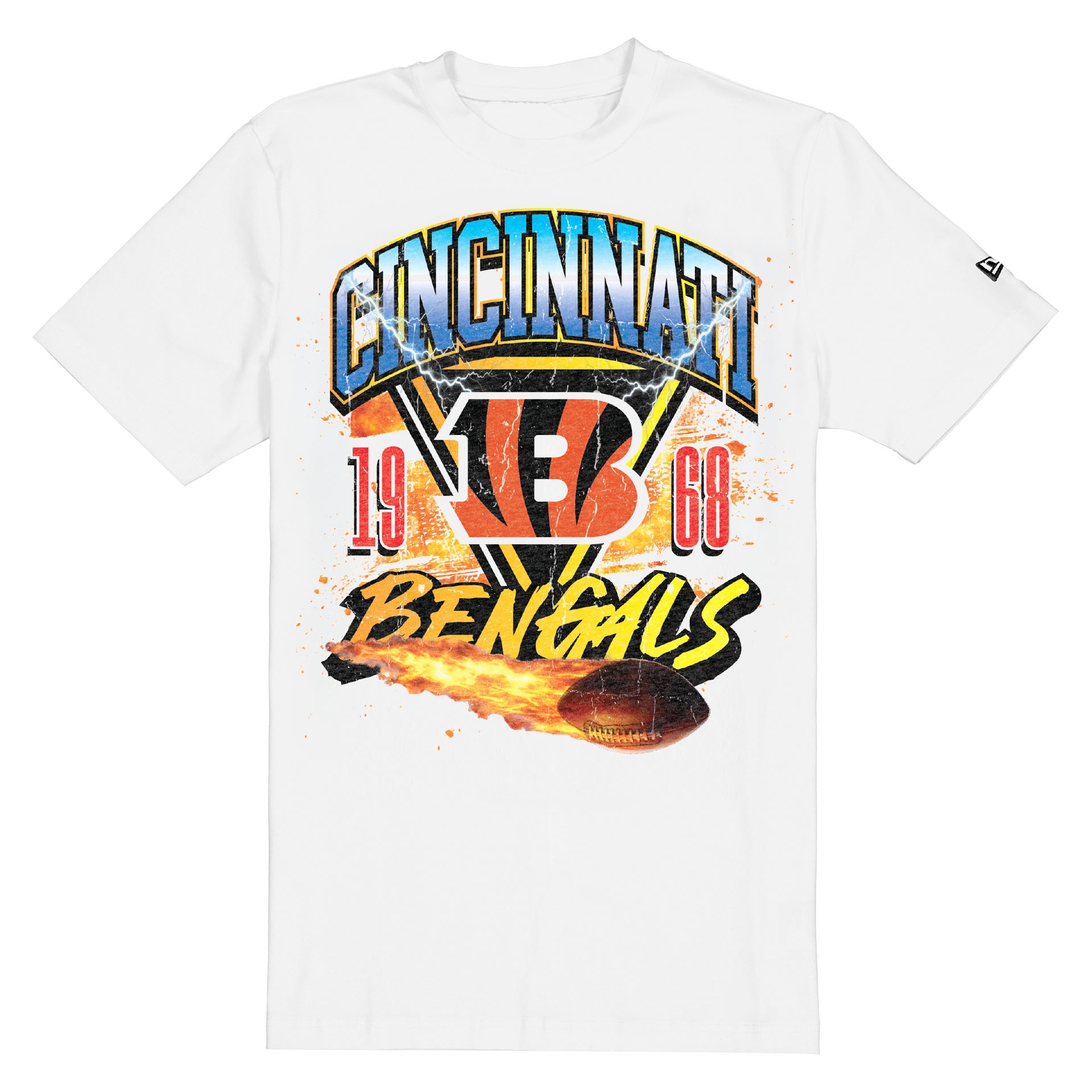 Cincinnati Bengals Fireball Oversized NFL T-Shirt White