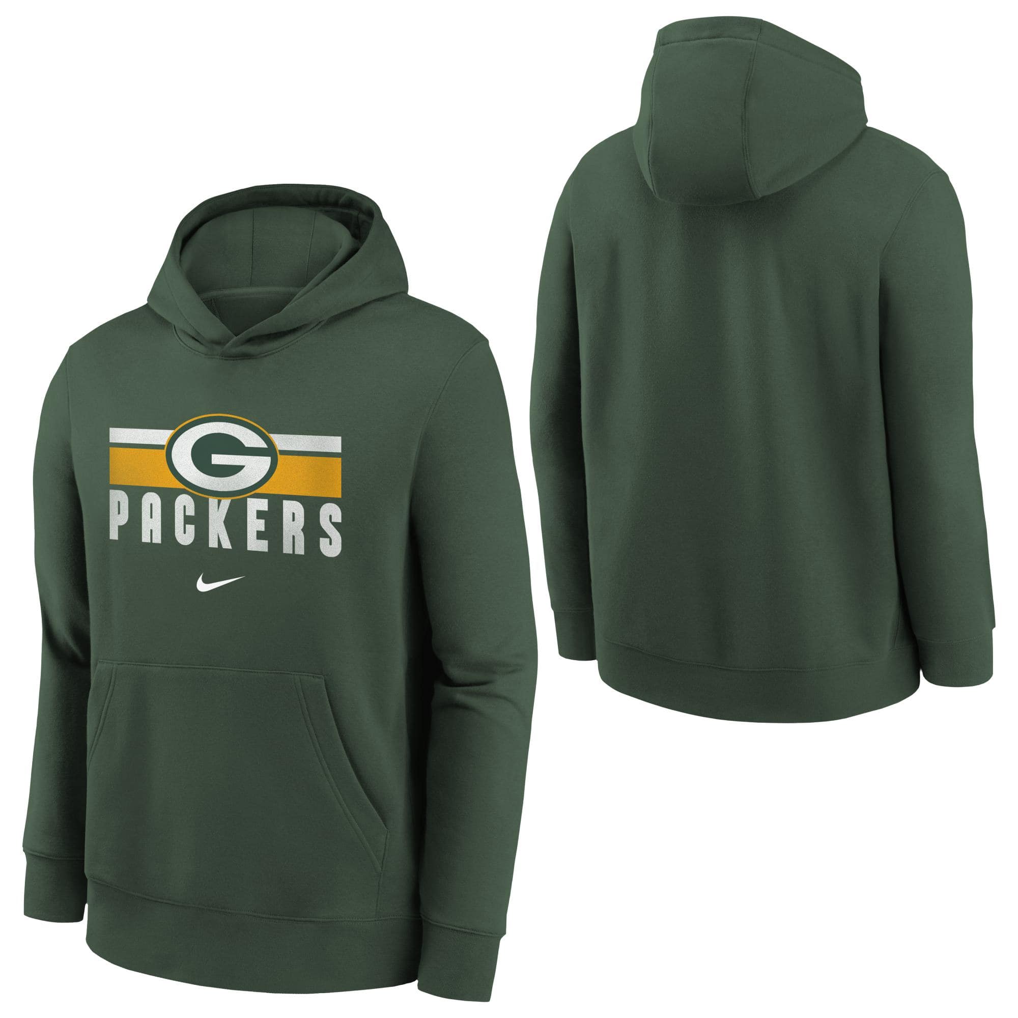 Green Bay Packers NFL Team Stripes Nike Club Hoodie (YOUTH)