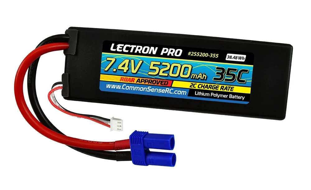 Lectron Pro 7.4V 5200mAh 35C Lipo Battery with EC5 COM2S5200-355