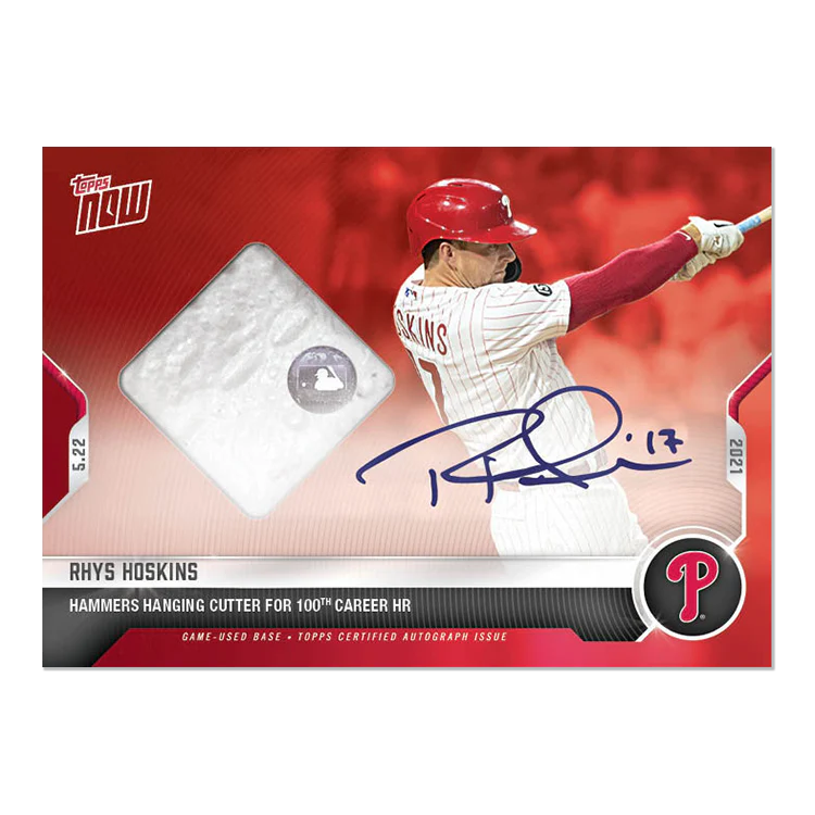 On-Card Auto Base Relic # to 10 - Rhys Hoskins - 2021 MLB TOPPS NOW® Card 258C