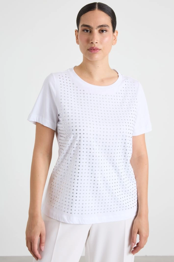 Rhinestone T-shirt - WHITE