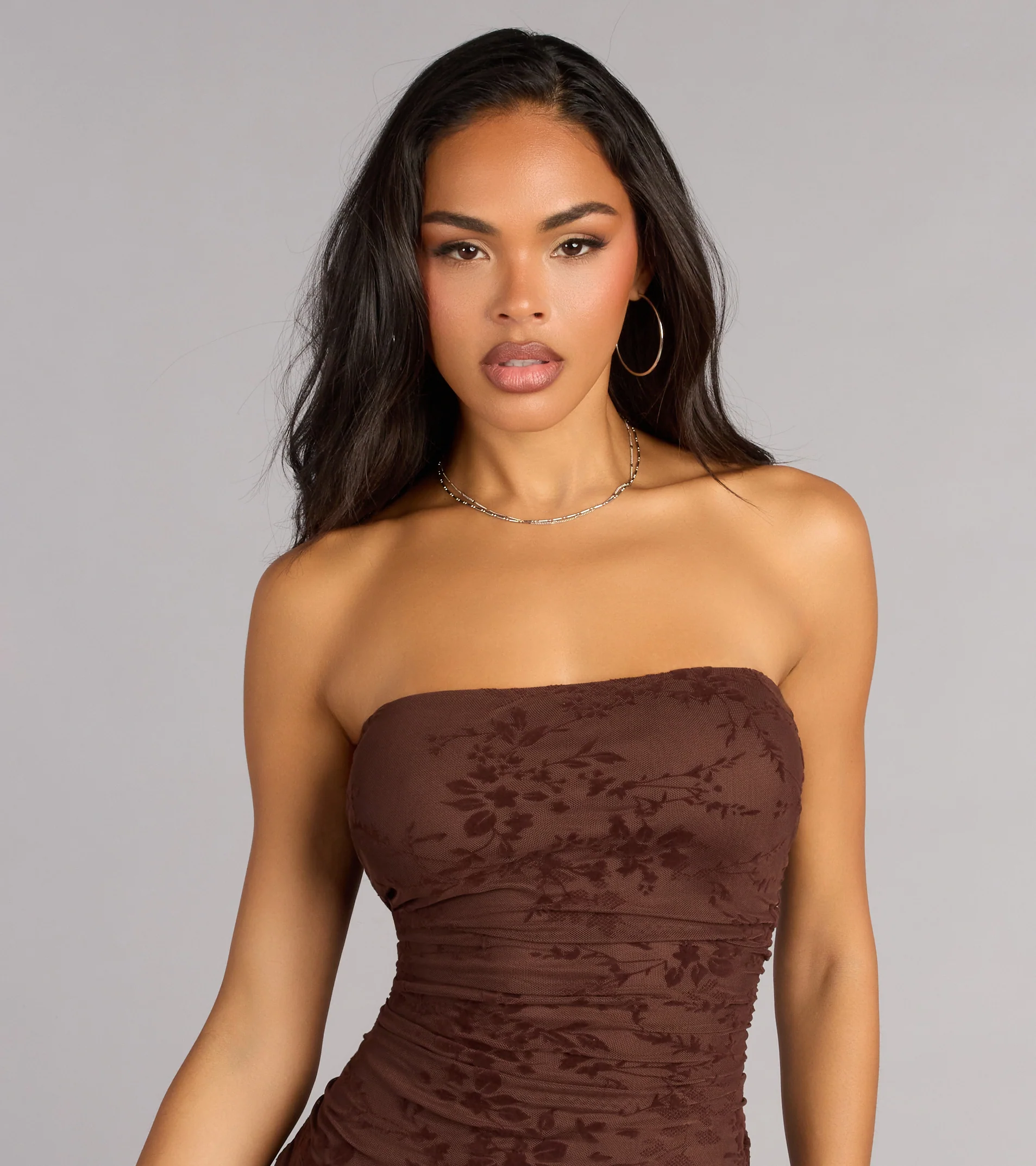 Mood Set Strapless Ruffled Mini Dress