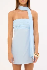 Perfect Stranger Delta Satin Strapless Mini Dress Blue